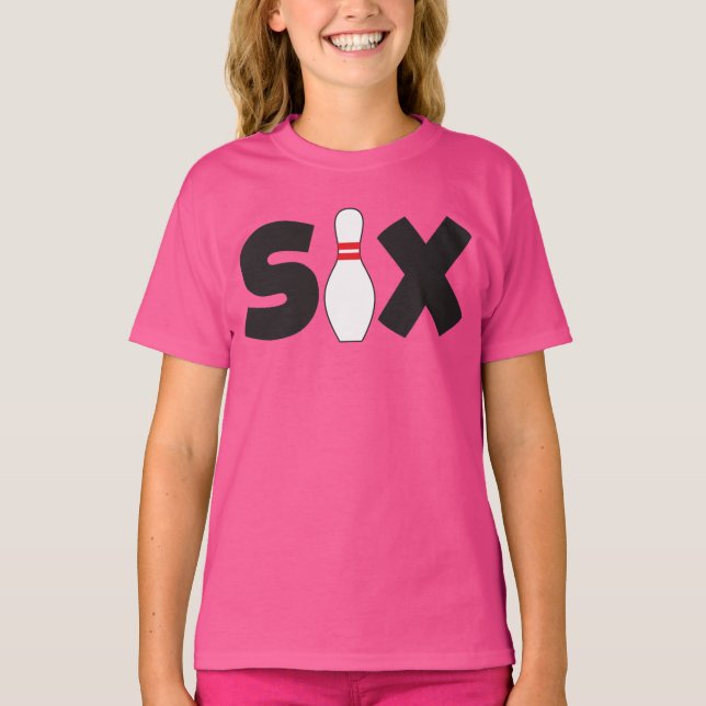 Camiseta 6.º Bowling Birthday T-Shirt Kids Edad Seis (Anverso)