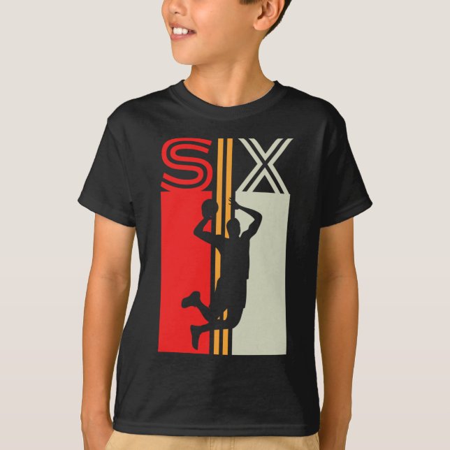 Camiseta 6.º Chica de Básquetbol Retro de cumpleaños de niñ (Anverso)