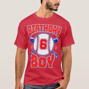 Camiseta 6.º cumpleaños Béisbol Gran Número Seis Años Bo