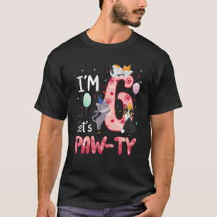 Camiseta 6.º cumpleaños Chica de camisas Gato Gatito Gatito