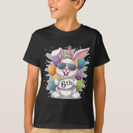 Camiseta 6.º cumpleaños con un lindo conejito
