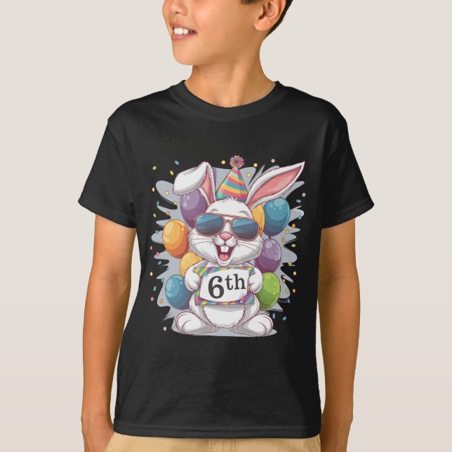 Camiseta 6.º cumpleaños con un lindo conejito (Anverso)
