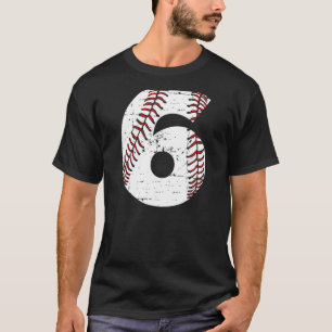 Camiseta 6.º cumpleaños de niño o Chica, 6 años, béisbol