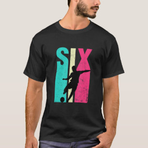 Camiseta 6.º cumpleaños del equipo de fútbol retro de 6 año
