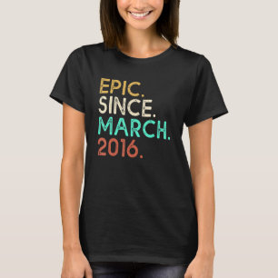 Camiseta 6.º cumpleaños Épica de 6 años desde marzo de 2016