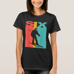Camiseta 6.º Cumpleaños Esquí Retro Niños de 6 años Cumplea