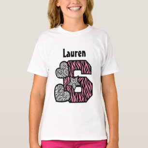 Camiseta 6.º cumpleaños Estrella de Cebra Corazón de cinco