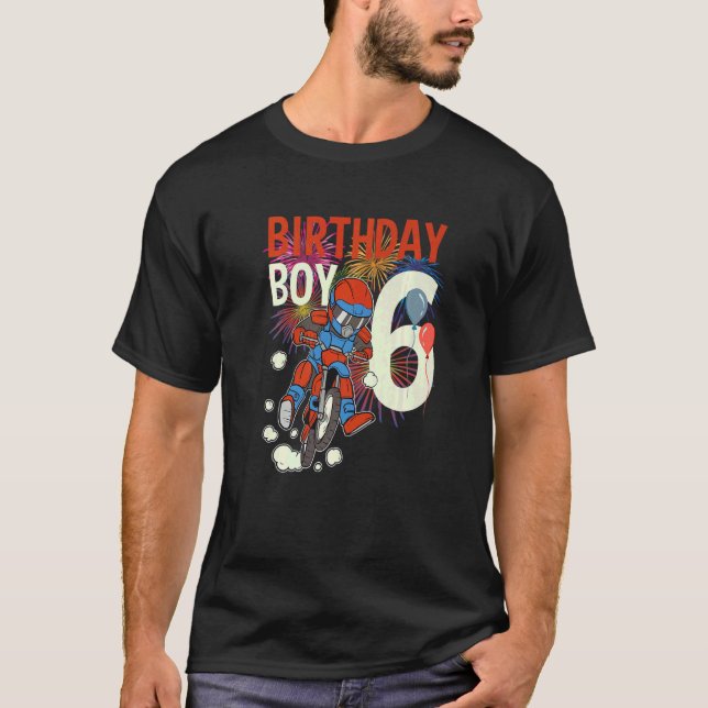 Camiseta 6.º cumpleaños Fiesta Dirt Bike Boy Bike Offroad B (Anverso)