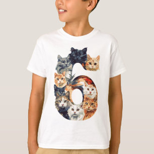Camiseta 6.º Cumpleaños Gatitos Temáticos Niños De 6 Años
