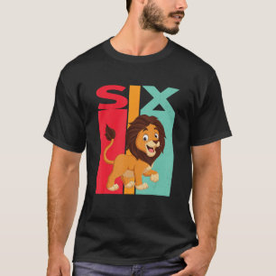Camiseta 6.º cumpleaños Leo León Zodiac Retro Chica Niño 6
