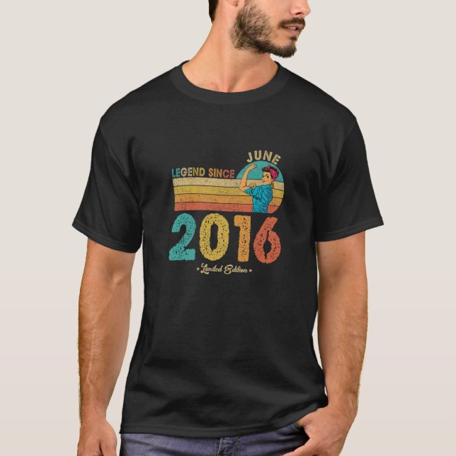 Camiseta 6.º Cumpleaños Leyenda De Junio De 2016 Desde 2016 (Anverso)