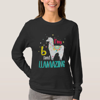 Camiseta 6.º cumpleaños Llama Im 6 y Llamada