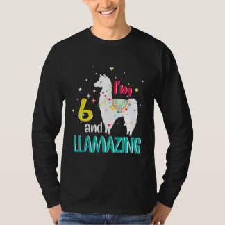 Camiseta 6.º cumpleaños Llama Im 6 y Llamada