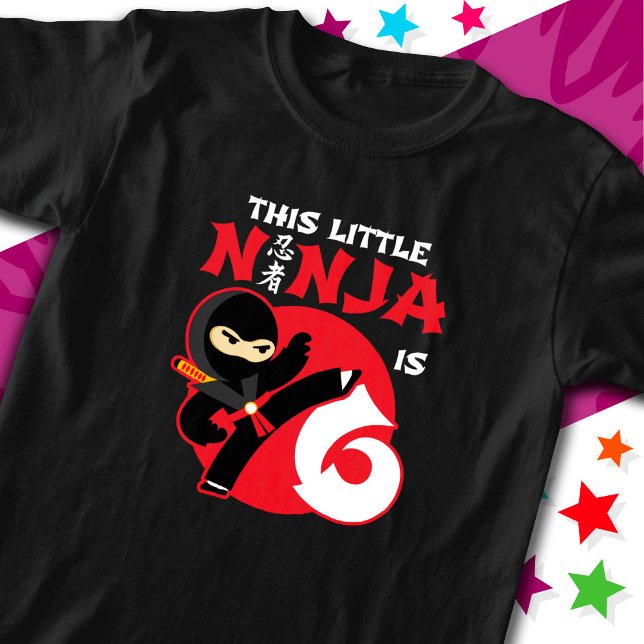 Camiseta 6.º cumpleaños Niñez de 6 años Fiesta Ninja 6 (Subido por el creador)