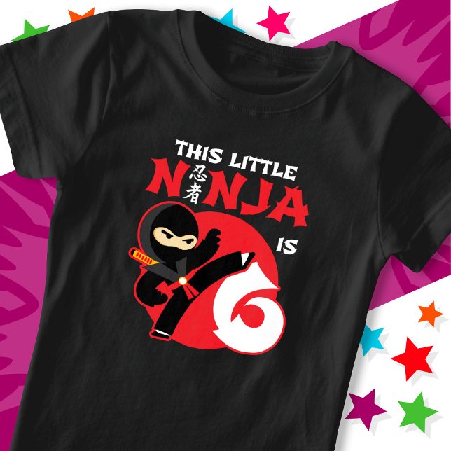 Camiseta 6.º cumpleaños Niñez de 6 años Fiesta Ninja 6 (Subido por el creador)
