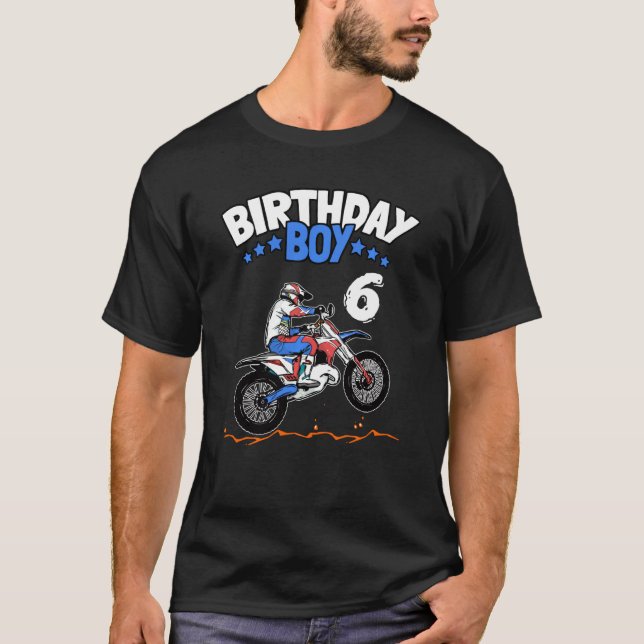 Camiseta 6.º cumpleaños Niños en bicicleta sucia de 6 años  (Anverso)