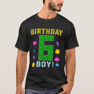 Camiseta 6.º Cumpleaños Seis Años Edificio De Bloques De 6 
