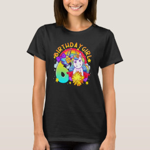 Camiseta 6.º cumpleaños Unicornio, Chica de animadores Rain