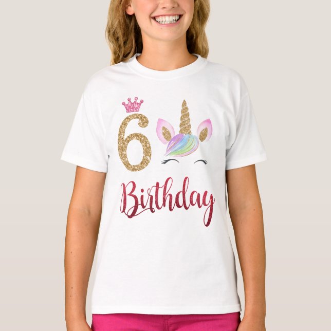 Camiseta 6.º cumpleaños Unicornio Dabbing, 6 años (Anverso)