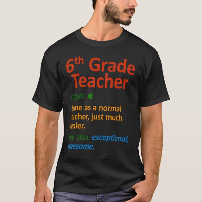 Camiseta 6.º docente de seis grados (Anverso)