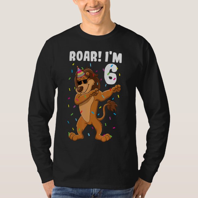 Camiseta 6.º Nacimiento Niño León Roar Tengo 6 Años (Anverso)