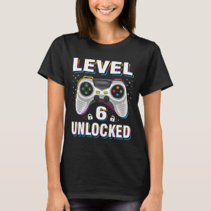 Camiseta 6.º Nacimiento Niño Nivel 6 Videojugador desbloque