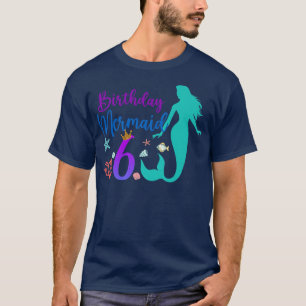 Camiseta 6.º Océano de la sirena de cumpleaños de 6 años Bd