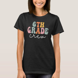 Camiseta 6.º Primer día feliz para las mujeres retro groovy