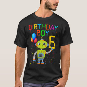 Camiseta 6.º tema de los robots de cumpleaños de 6 años