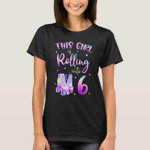 Camiseta 6.º torneado en 6 cumpleaños Chica patineta