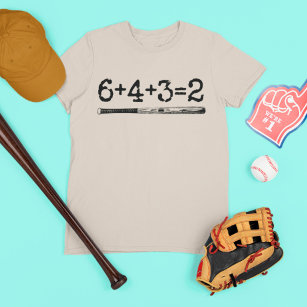 Camiseta 6+4+3=2 Gracioso Béisbol Doble Juega Número de Bas