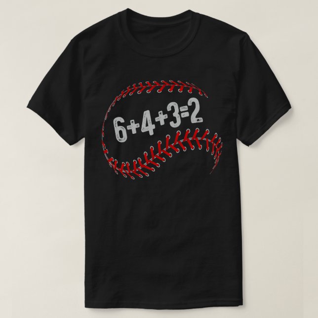 Camiseta 6+4+3=2 Jugador de Béisbol Divertido de Béisbol S (Diseño del anverso)