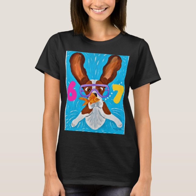 Camiseta 6 7 Basset Hound Underwater with fish shirt (Anverso)