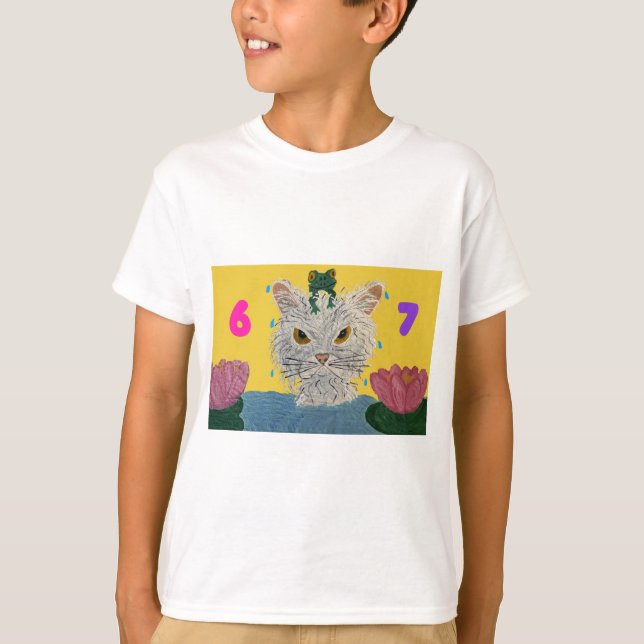 Camiseta 6 7 Mad Cat with frog on its head (Anverso)