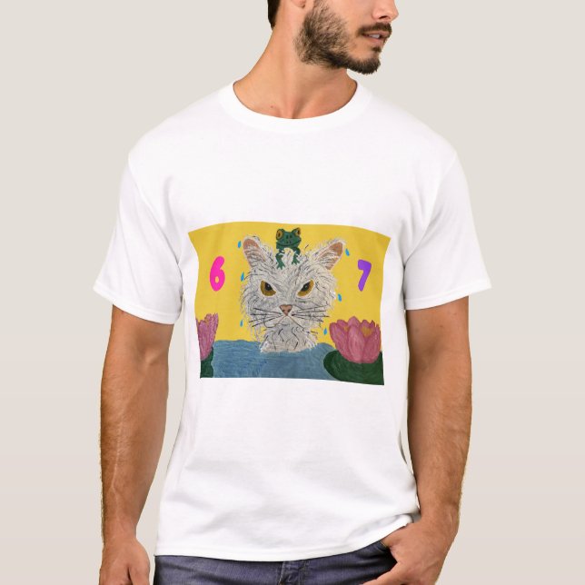 Camiseta 6 7 Mad Cat with frog on its head (Anverso)