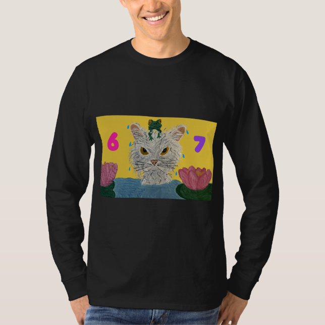Camiseta 6 7 Mad Cat with frog on its head (Anverso)