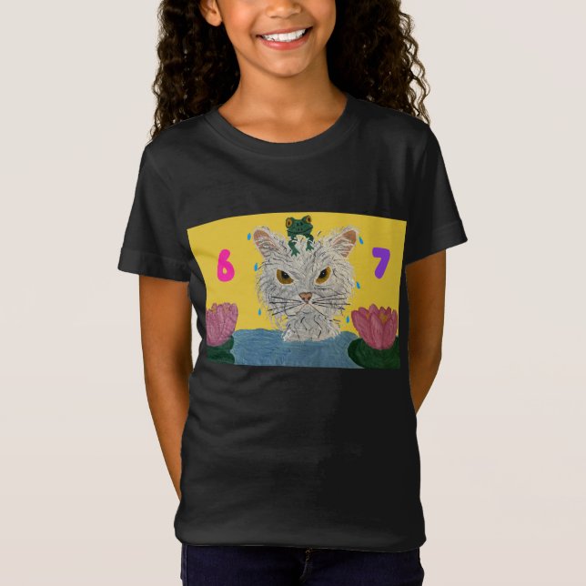 Camiseta 6 7 Mad Cat with frog on its head (Anverso)