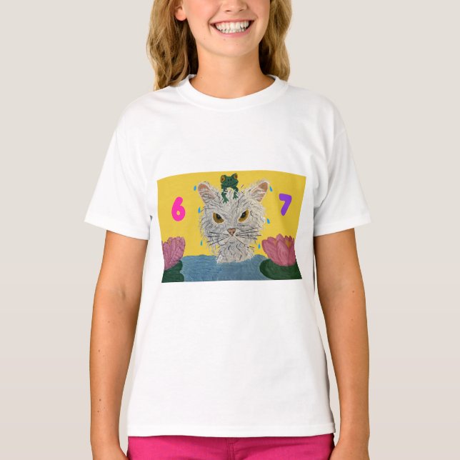 Camiseta 6 7 Mad Cat with frog on its head (Anverso)