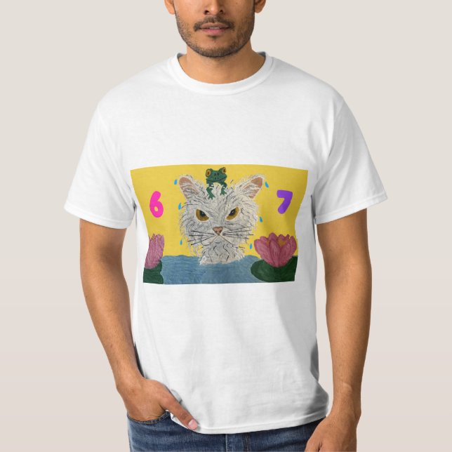 Camiseta 6 7 Mad Cat with frog on its head (Anverso)