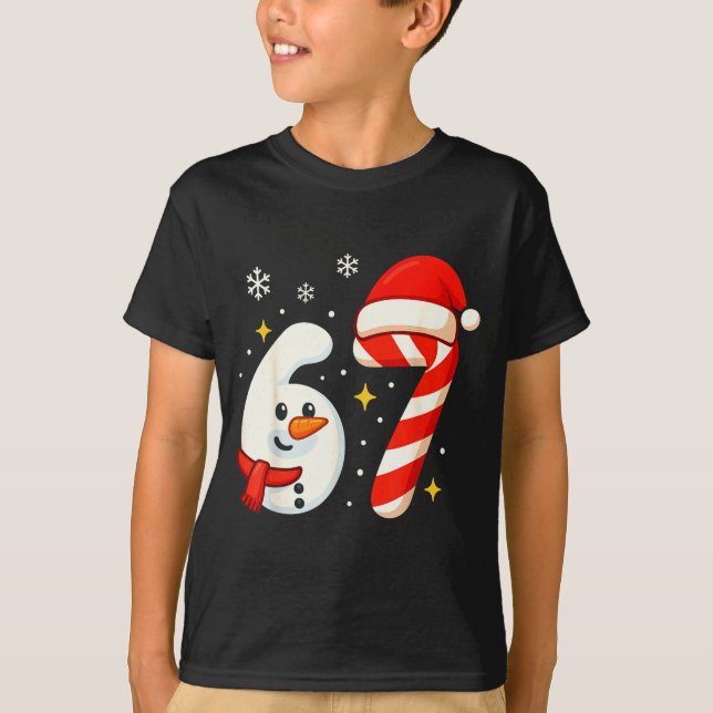 Camiseta 6 7 Meme Christmas Shirt 67 Six Seven Snowman Boy  (Anverso)