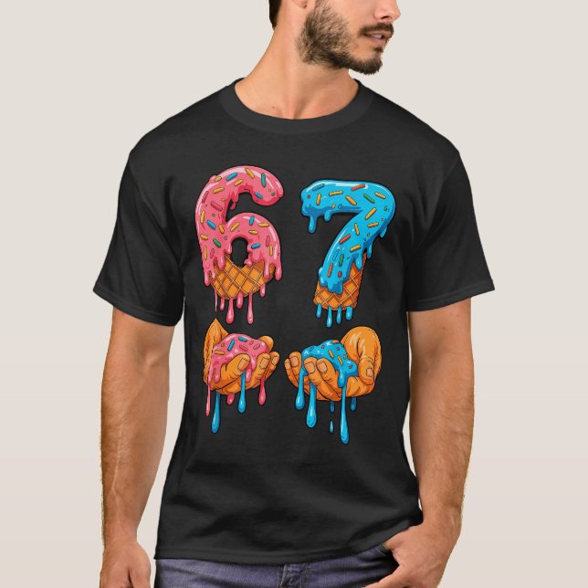 Camiseta 6 7 Meme Ice Cream Drip Gen Alpha Slang  (Anverso)