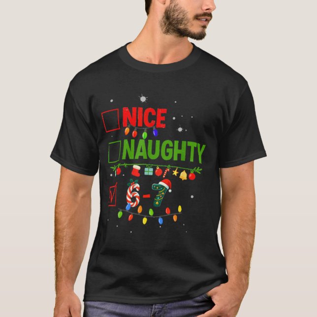 Camiseta 6-7 Meme Nice Naughty 67 Christmas Brain Rot Funny (Anverso)