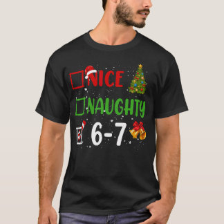 Camiseta 6-7 Meme Nice Naughty 67 Christmas Funny Xmas Kids