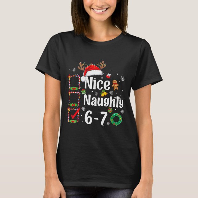 Camiseta 6-7 Meme Nice Naughty 67 Christmas Funny Xmas Men  (Anverso)