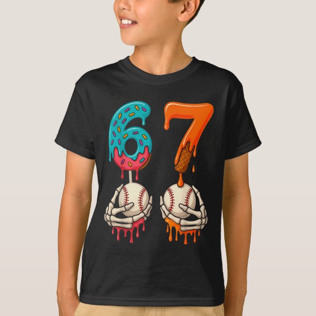 Camiseta 6 7 Six Seven Baseball Meme Gen Z Alpha Slang Boys (Anverso)