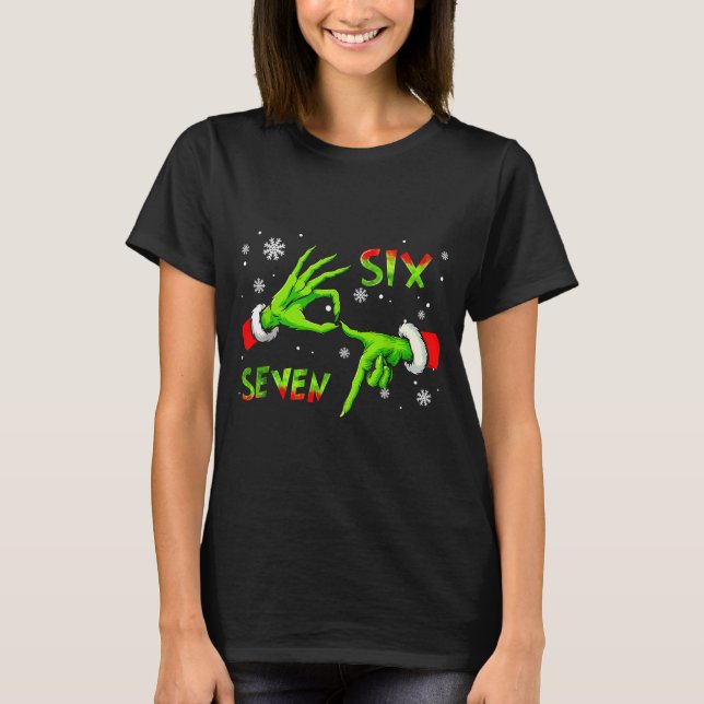 Camiseta 6 7 Six Seven Hand Gen Z Alpha Meme Slang Xmas Chr (Anverso)