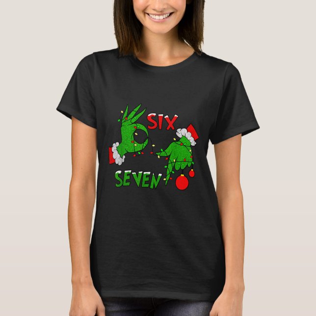Camiseta 6 7 Six Seven Hand Gen Z Alpha Meme Slang Xmas Chr (Anverso)