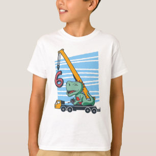 Camiseta 6 años 6.º cumpleaños Crane Dinosaur