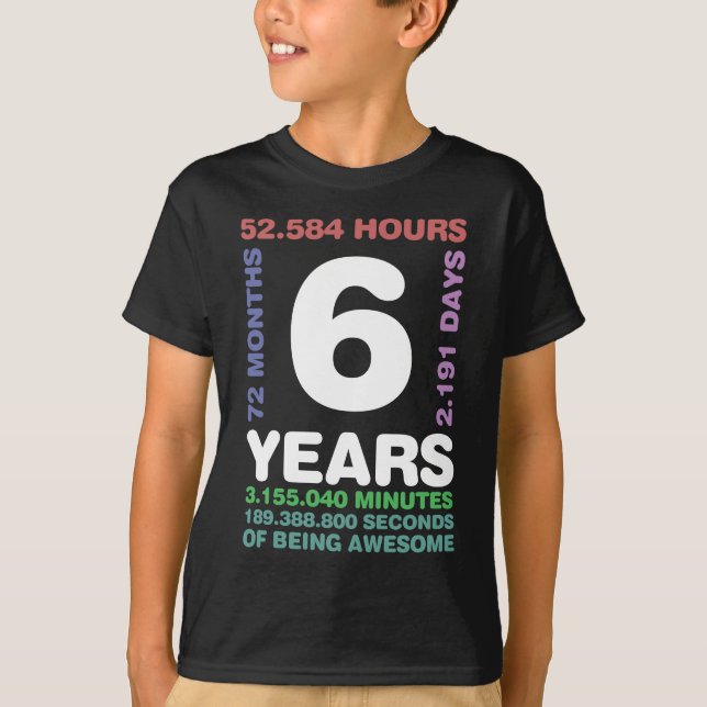 Camiseta 6 años 72 meses cumpleaños (Anverso)