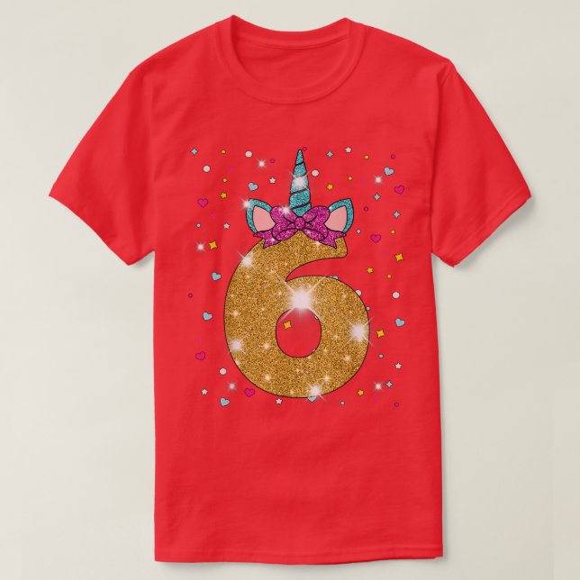Camiseta 6 años de edad Chica de cumpleaños de Unicornio Si (Diseño del anverso)